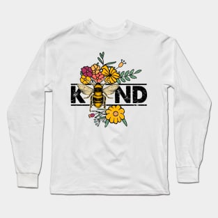 Bee Kind Wild Flower Vintage Shirt Design Long Sleeve T-Shirt